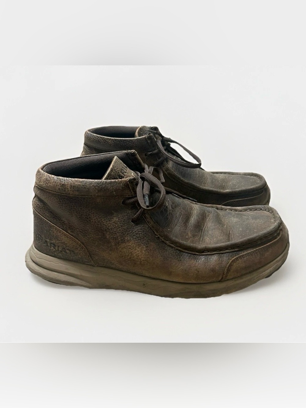 Ariat Spitfire Chukka Boots Mens 10.5 Brown Leather Distressed MocToe Shoes